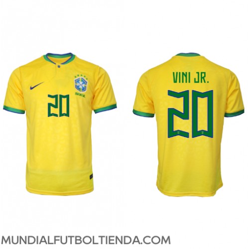 Camiseta Brasil Vinicius Junior #20 Primera Equipación Replica Mundial 2022 mangas cortas